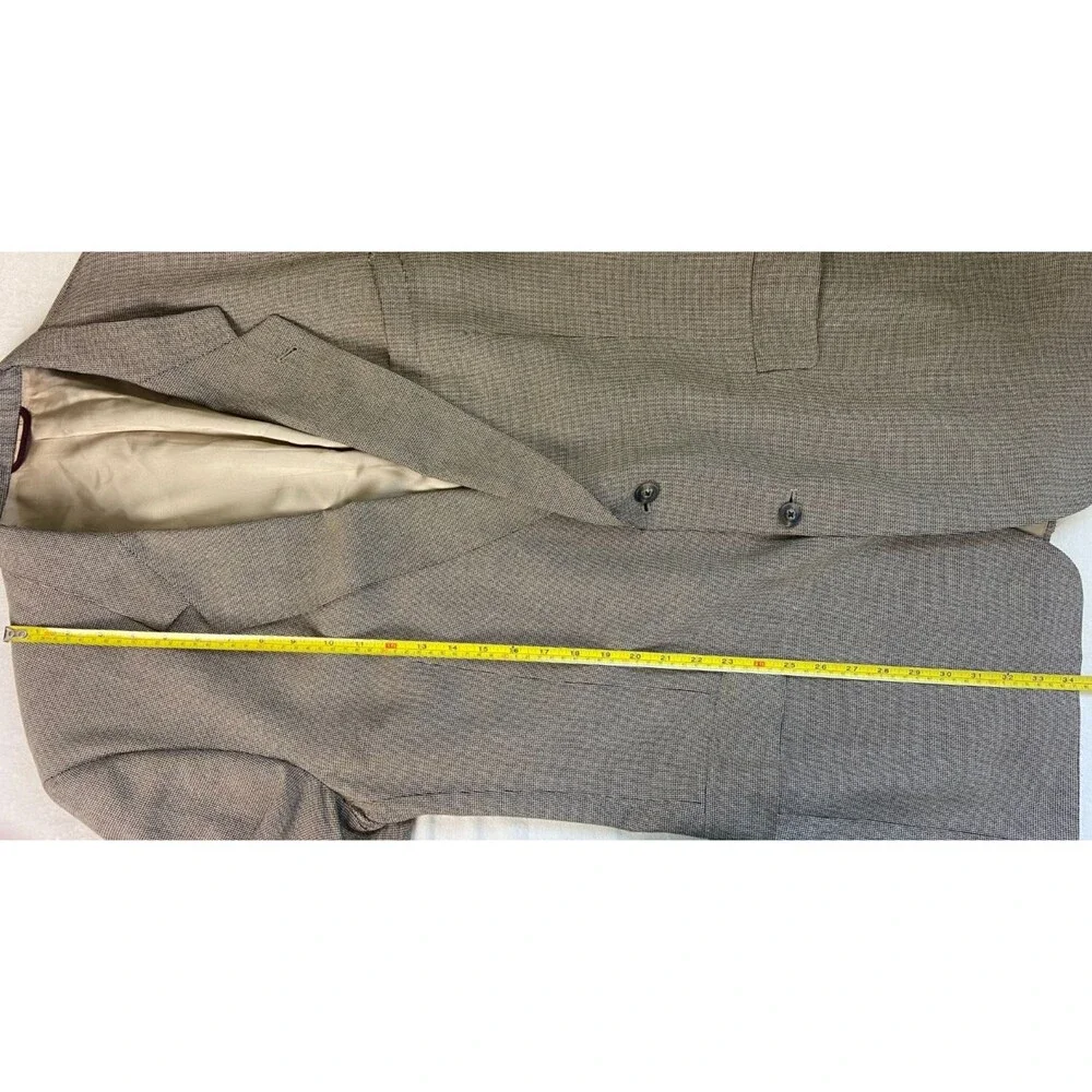 Hart Schaffner Marx Mens 48XL Brown Tan Houndstooth 2 Button Blazer Wool Vintage